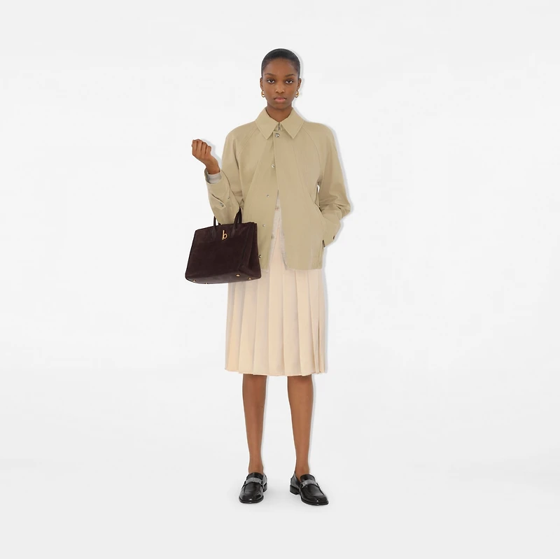 Pleated Silk Skirt in Pelican - Women | Burberry® Official
