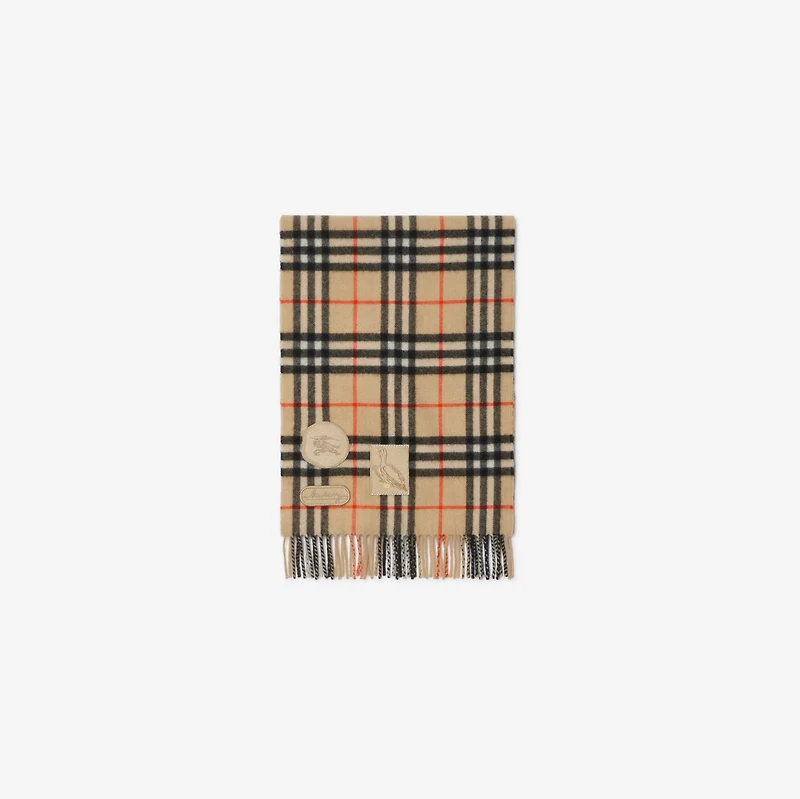 Badge Check Cashmere Scarf in Sand | Burberry® Official