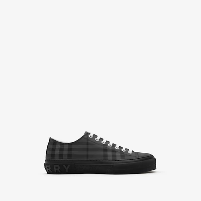 Check Nylon Blend Sneakers in Iron grey - Men | Burberry® Official