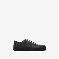Check Nylon Blend Sneakers in Iron grey - Men | Burberry® Official