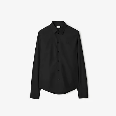 Regular Fit Cotton Poplin Shirt in Black - Men | Burberry® Official