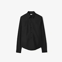 Regular Fit Cotton Poplin Shirt in Black - Men | Burberry® Official