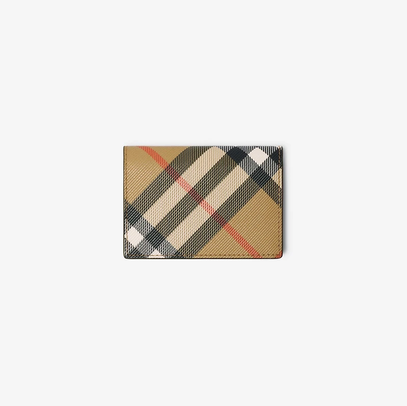 Check Folding Card Case in Sand - Men, Canvas | Burberry® Official