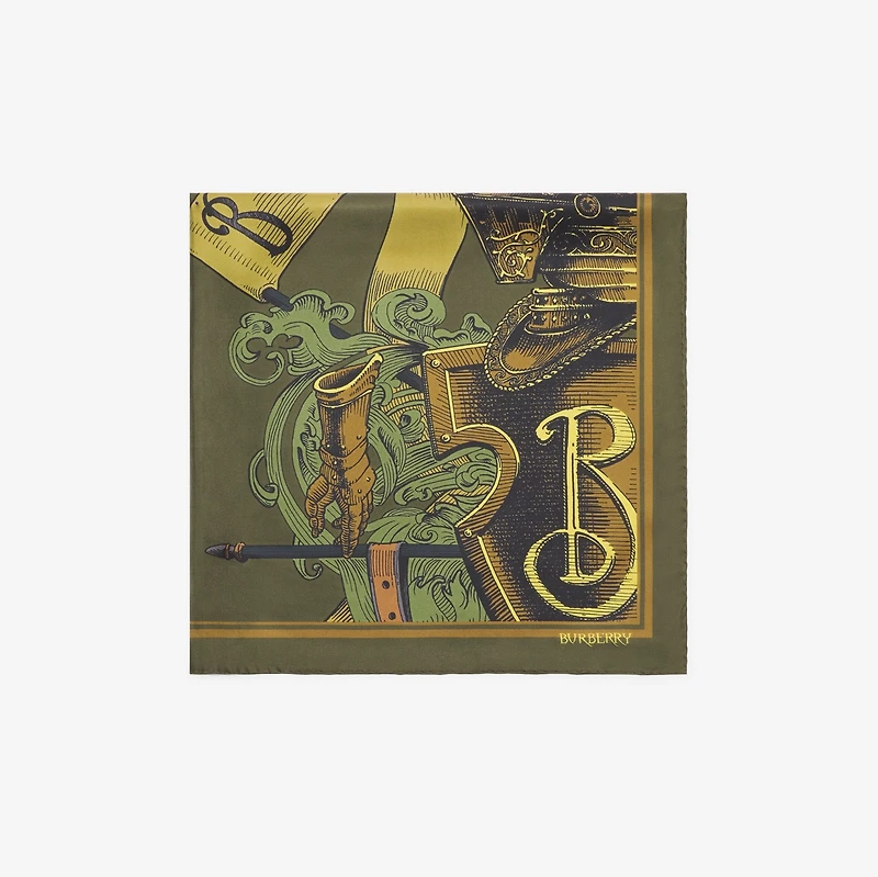 Etched Knight Silk Scarf in Moat green | Burberry® Official