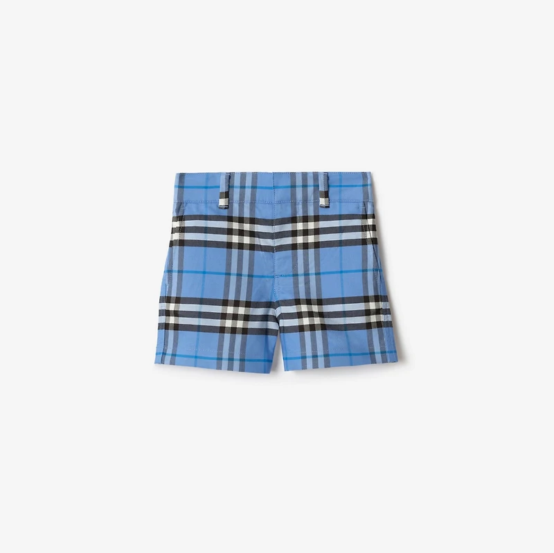 Check Cotton Oxford Shorts in Cornflower blue | Burberry® Official