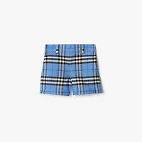 Check Cotton Oxford Shorts in Cornflower blue | Burberry® Official