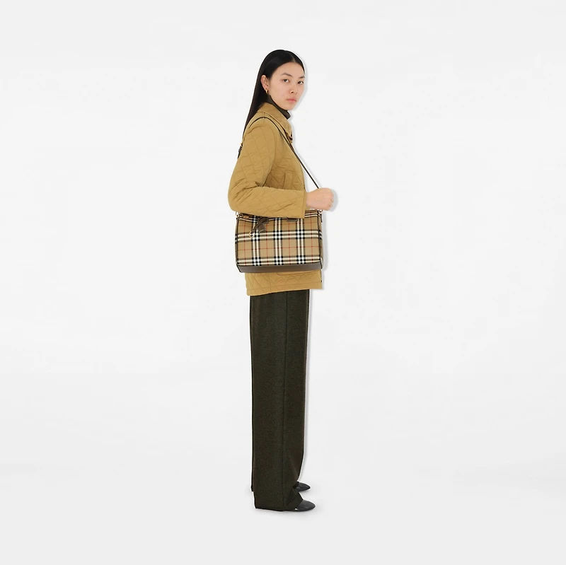 Medium Check Bowling Bag in Military - Women | Burberry® Official