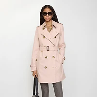 Short Tropical Gabardine Kensington Trench Coat in Pale sugar pink - Women, Cotton Gabardine | Burberry® Official