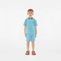 Check Collar Cotton Polo Shirt in Lizard | Burberry® Official