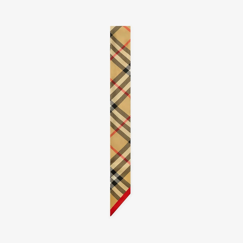 Skinny Check Silk Scarf in Sand beige | Burberry® Official