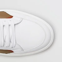 Check Detail Leather Sneakers in HOUSE CHECK/ OPTIC WHITE - Women | Burberry® Official