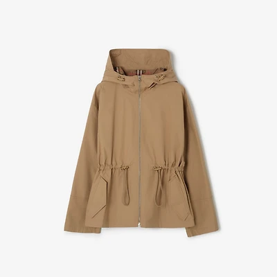 Cotton Blend Hooded Jacket in Archive beige - Women | Burberry® Official
