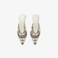 Check Woven Leather Cameo Mules in Light beige - Women | Burberry® Official