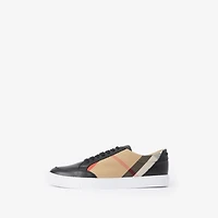 Check and Leather Sneakers in Black - Women | Burberry® Official