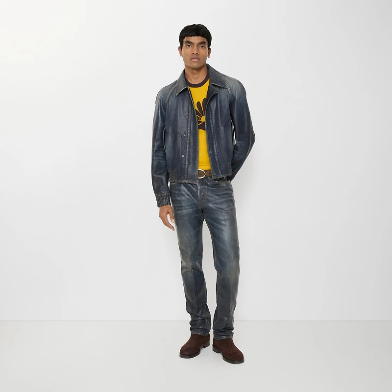 Slim Coated Jeans in Mid blue - Men, Cotton | Burberry® Official