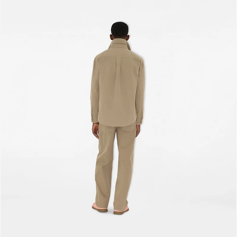 B Crest Cotton Overshirt in Quill - Men | Burberry® Official