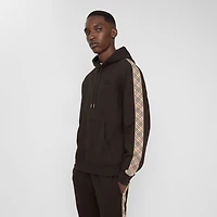 Check Trim Cotton Hoodie in Clove brown - Men | Burberry® Official