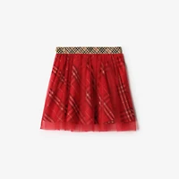 Check Tulle Skirt in Crayon red | Burberry® Official