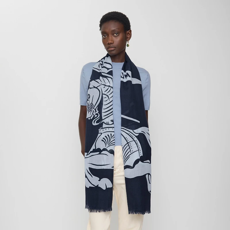 Wide EKD Wool Scarf in Bank | Burberry® Official
