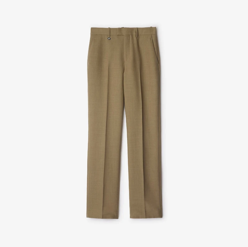Wool Tailored Trousers in Linden/mountain - Women, Cotton | Burberry® Official