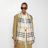 Check Cashmere Scarf in Stone | Burberry® Official