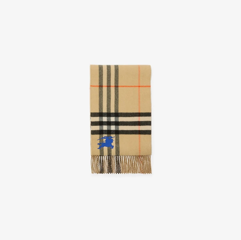 Reversible EKD Check Cashmere Scarf in Sand beige | Burberry® Official