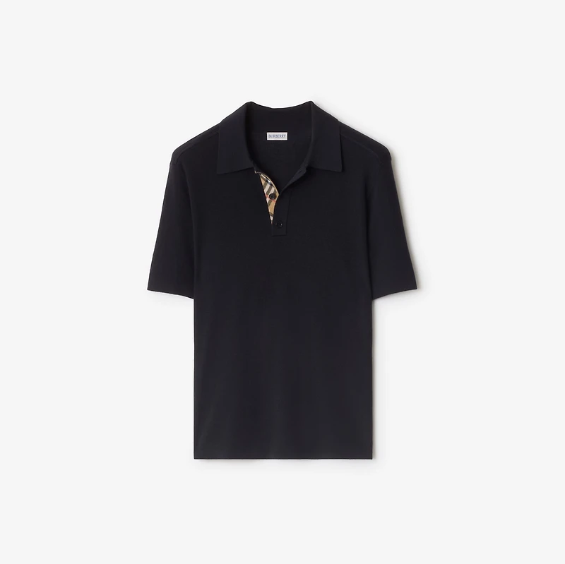 Wool Polo Shirt in Navy - Men | Burberry® Official