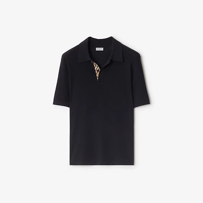 Wool Polo Shirt in Navy - Men | Burberry® Official