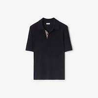 Wool Polo Shirt in Navy - Men | Burberry® Official