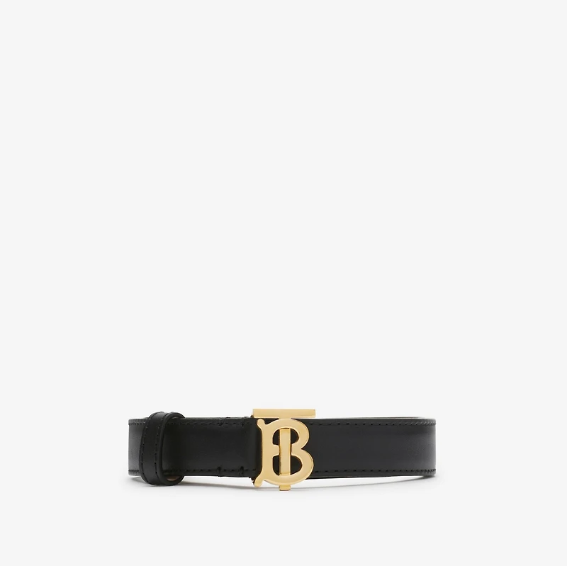 Leather Reversible TB Belt in Black/tan/gold