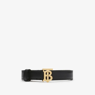 Leather Reversible TB Belt in Black/tan/gold