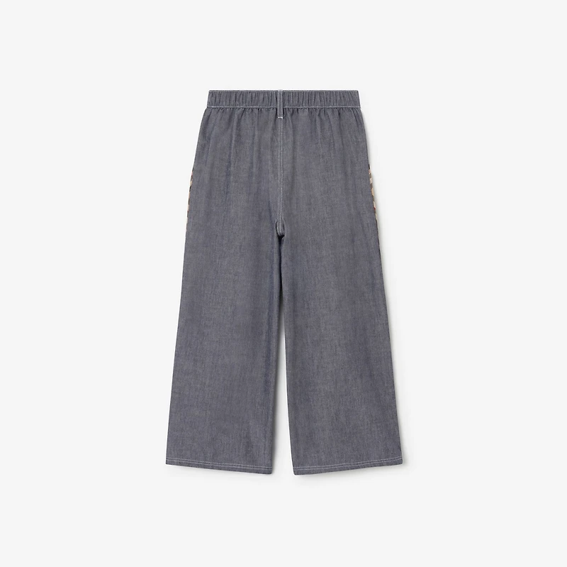 Cotton Chambray Trousers in Damson blue melange | Burberry® Official