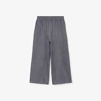Cotton Chambray Trousers in Damson blue melange | Burberry® Official