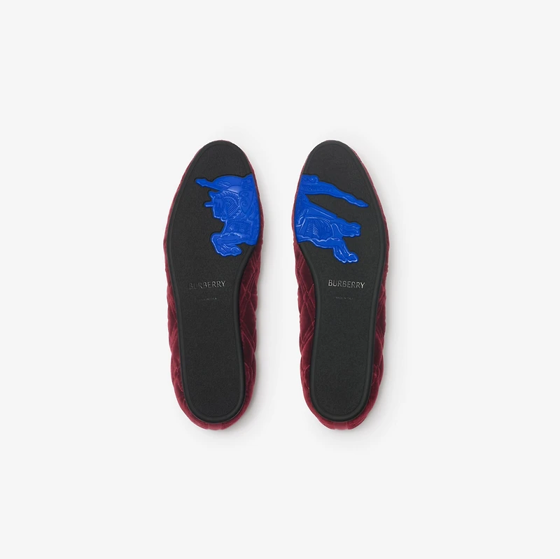Quilted Velvet Estate Slippers in Wine red - Men | Burberry® Official
