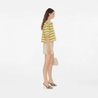 Cropped Striped Cotton Polo Shirt in Alabaster - Women | Burberry® Official