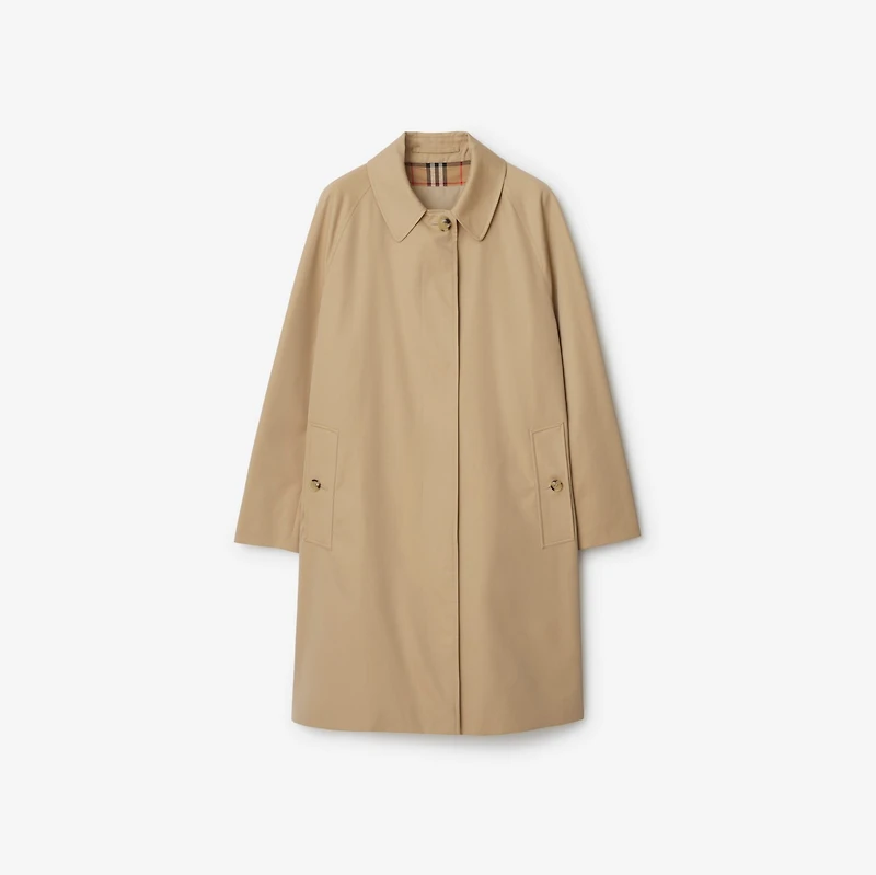 Mid-length Camden Heritage Car Coat in Honey - Women, Cotton Gabardine | Burberry® Official