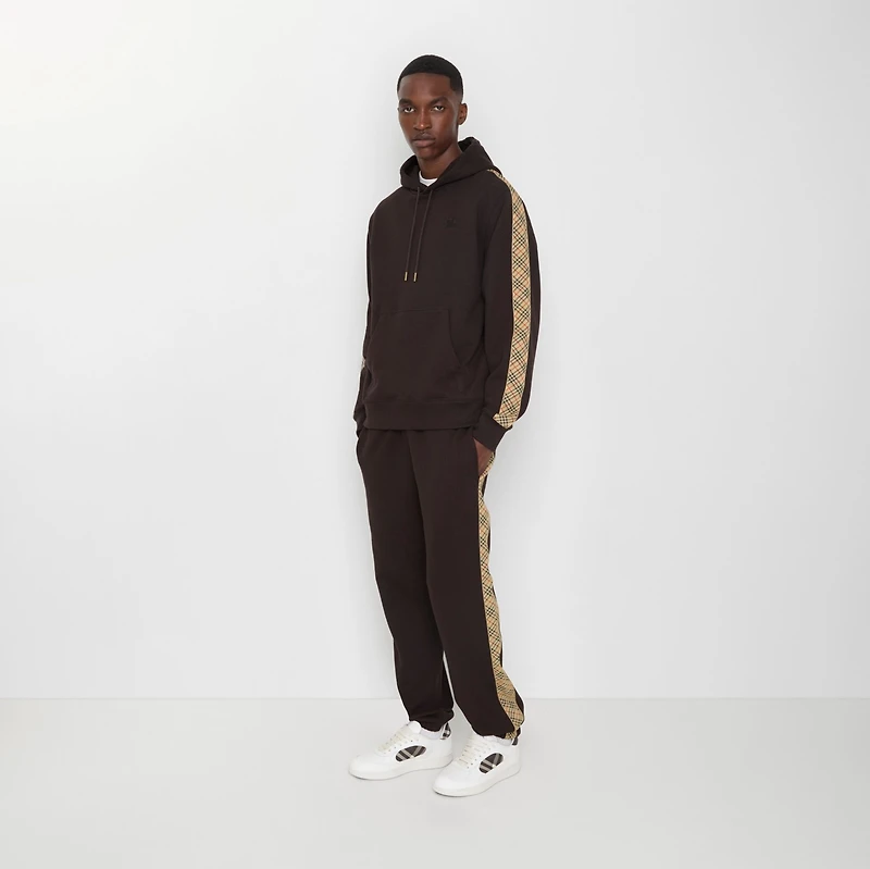 Check Trim Cotton Jogging Pants in Clove brown - Men | Burberry® Official