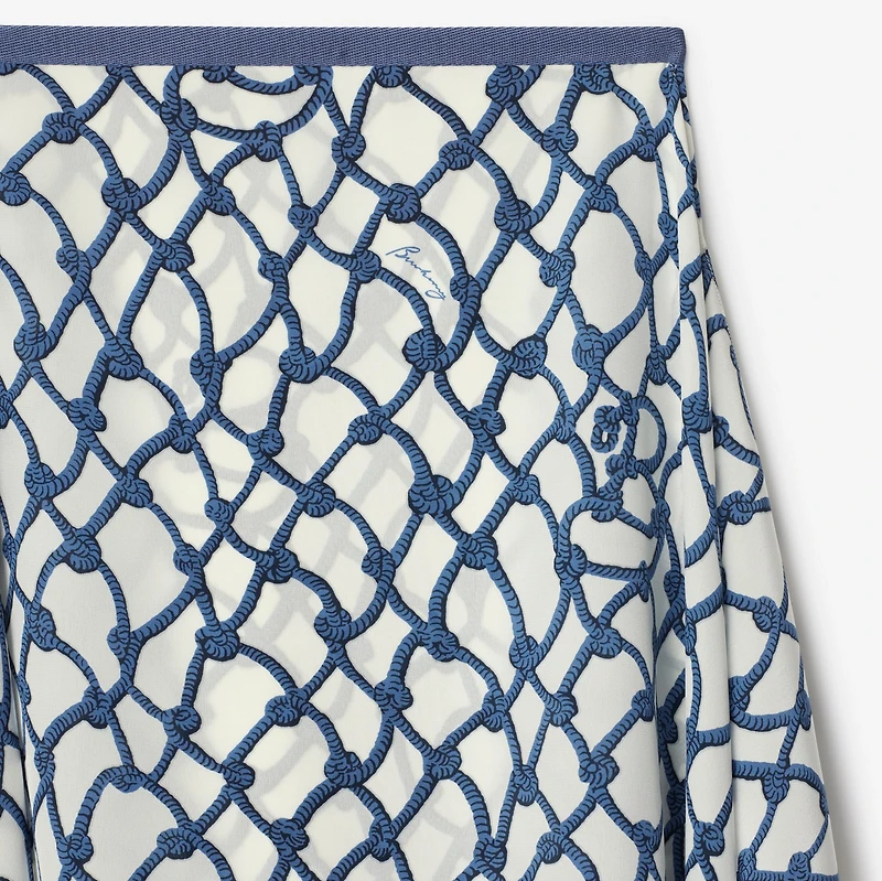 Knot Silk Skirt in Pool - Women | Burberry® Official