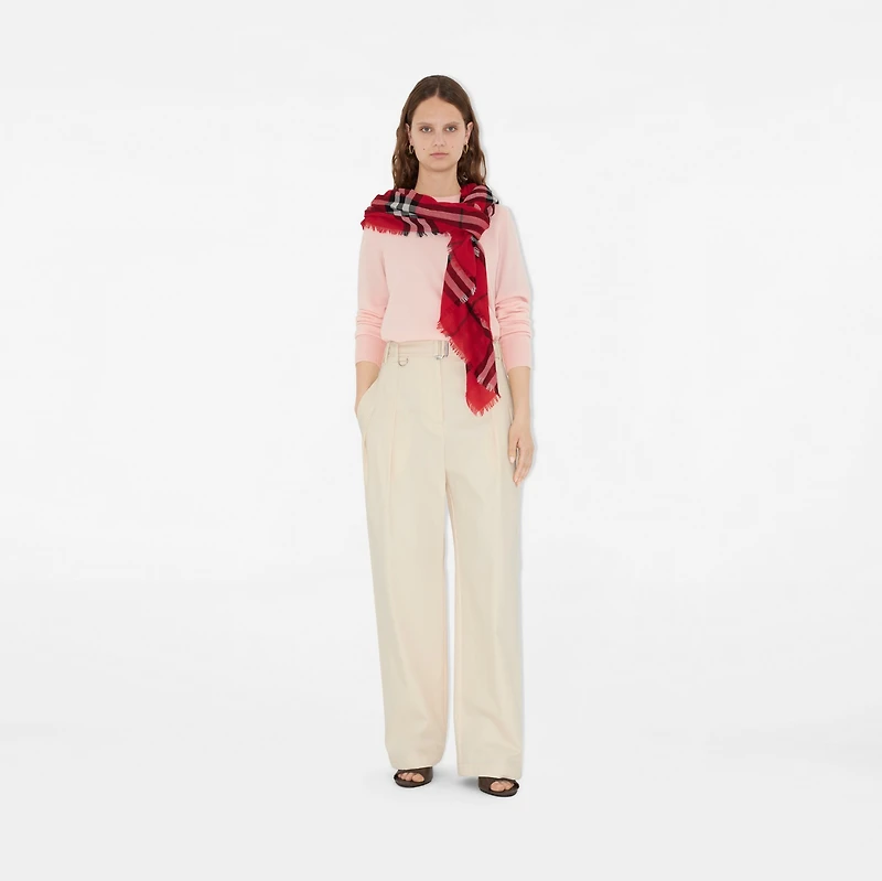 Wide Check Wool Scarf in Post red | Burberry® Official
