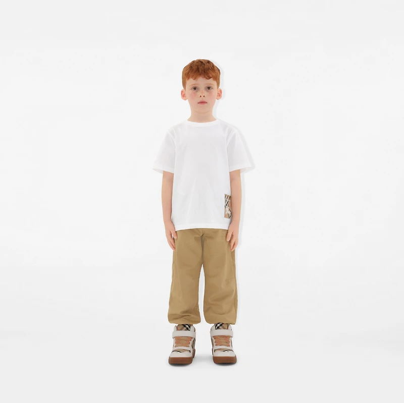 Check Label Cotton T-shirt in White | Burberry® Official
