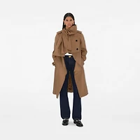 Long Gabardine Scarf Trench Coat in Warm cocoa - Women, Cotton | Burberry® Official