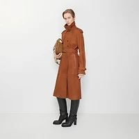 Long Nubuck Castleford Trench Coat in Ginger brown - Women, Leather | Burberry® Official