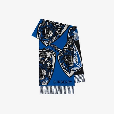Charging Knight Wool Cashmere Scarf in Knight blue | Burberry® Official