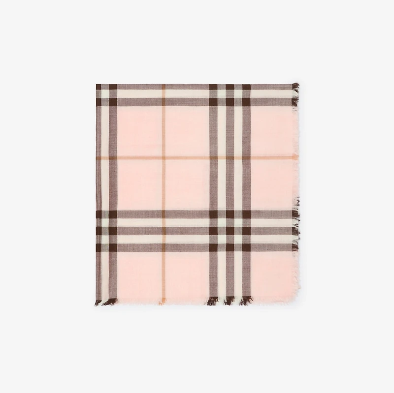 Reversible Check Wool Silk Scarf in Bow pink/pebble white | Burberry® Official