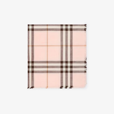 Reversible Check Wool Silk Scarf in Bow pink/pebble white | Burberry® Official