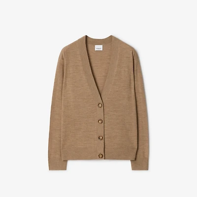 Wool Cardigan in Camel melange - Women | Burberry® Official