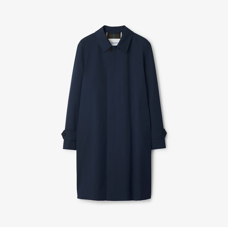Long Gabardine Car Coat in Storm blue - Men, Cotton | Burberry® Official