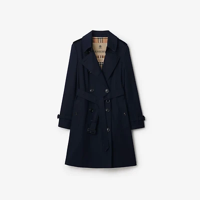 Mid-length Chelsea Heritage Trench Coat in Coal blue - Women, Cotton Gabardine | Burberry® Official