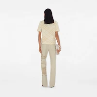Check Stretch Cotton Blend T-shirt in Beach - Women | Burberry® Official