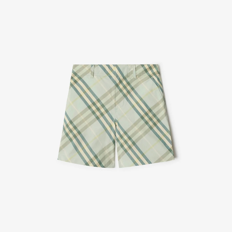 Check Cotton Shorts in Breeze | Burberry® Official
